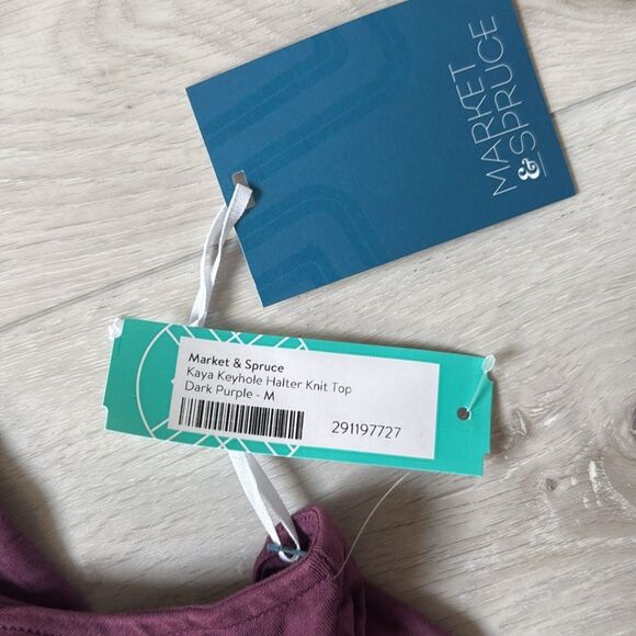 Market & Spruce Kaya Keyhole Halter Knit Top Dark Purple‎ Medium Stitch Fix - Picture 6 of 6